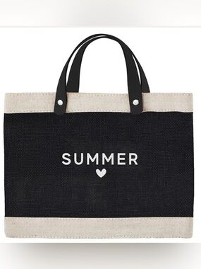 Jute Black and Cream 'Summer Love' Canvas Tote Bag